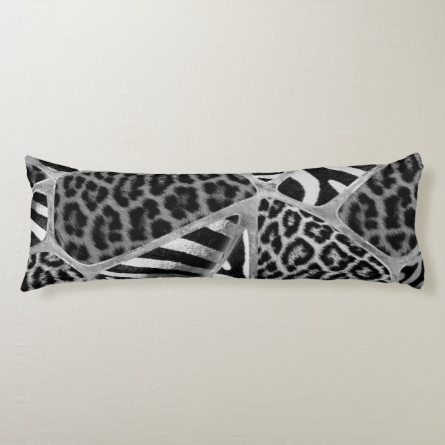 Animal Print - Leopard and Zebra - silver Body Cushion (Front)