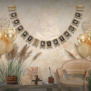 Animal Print Leopard Birthday bunting banner