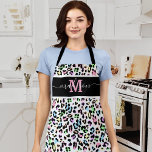 Animal Print Leopard Chic Monogram Apron<br><div class="desc">Trendy animal print kitchen apron featuring a modern multi-coloured exotic leopard print pattern,  your initials,  and name in a elegant handwritten script font.</div>