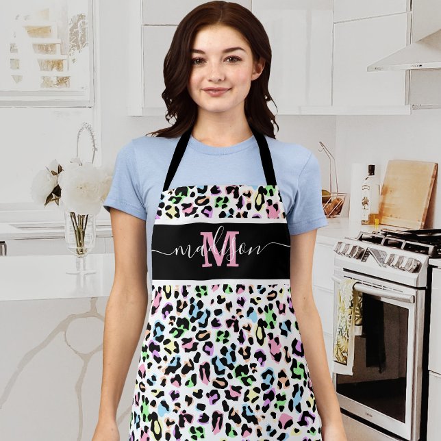 Animal Print Leopard Chic Monogram Apron (Creator Uploaded)