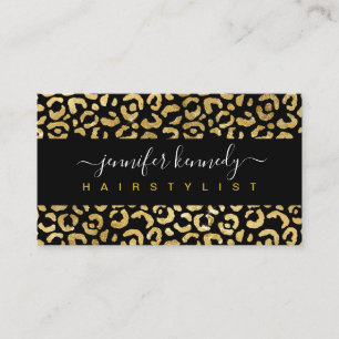 Animal Print Leopard Gold Black Foil Beauty Salon  Business Card