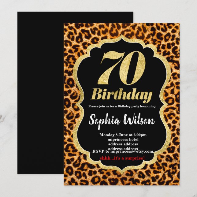 Animal print Leopard invitation (Front/Back)