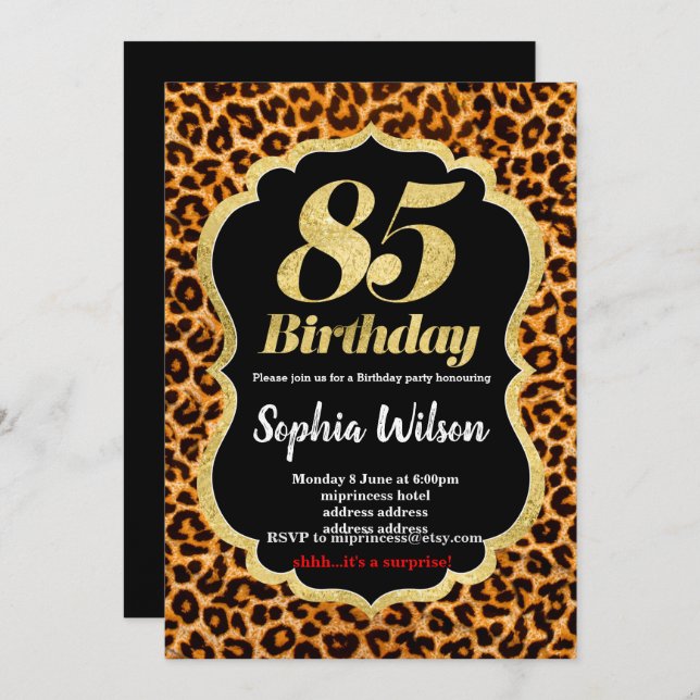 Animal print Leopard invitation (Front/Back)