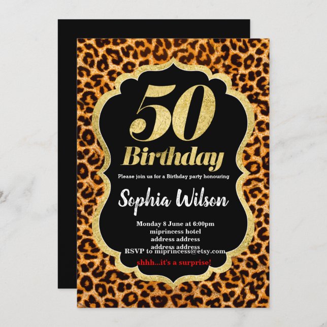 Animal print Leopard invitation (Front/Back)
