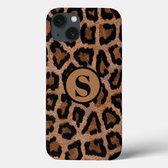 Animal Print Leopard Monogram Name Case-Mate iPhone Case (Back)