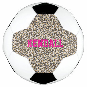 Animal Print Leopard NAME Pink Wild Chic Fun Soccer Ball