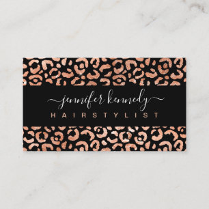 Animal Print Leopard Rose Gold Foil Beauty Salon  Business Card