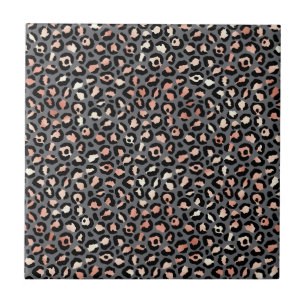 Animal Print Leopard Spots Black Pink Wild Animals Ceramic Tile