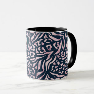 Animal print, leopard, tiger, blue, pink, skin, mug