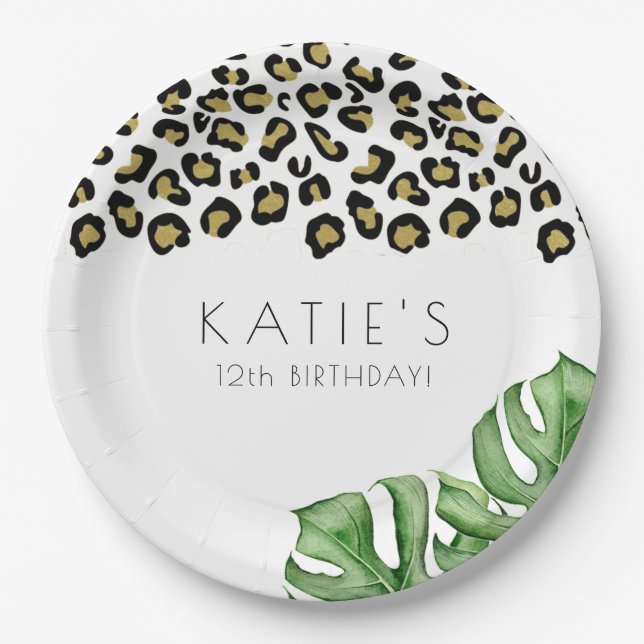 Animal Print Let's Get Wild Party  Paper Plate (Front)