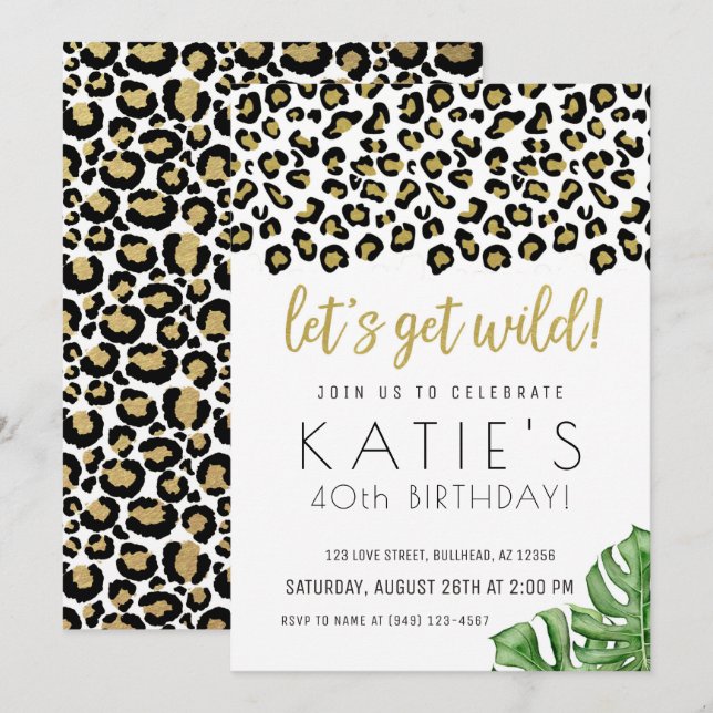 Animal Print Let's Get Wild Safari Jungle Invitation (Front/Back)