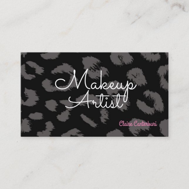 Animal Print Makeup Artist Business Card (Front)