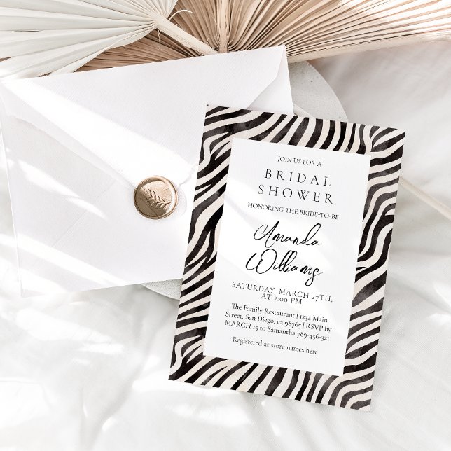 Animal Print Modern Blak & White Bridal Shower  Invitation (Creator Uploaded)