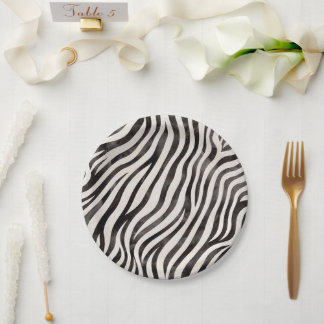 Animal Print Modern Blak & White Bridal Shower Paper Plate