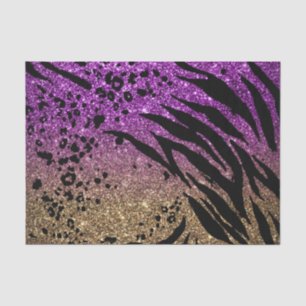 Animal Print on Purple & Gold Glitter Tissue Paper