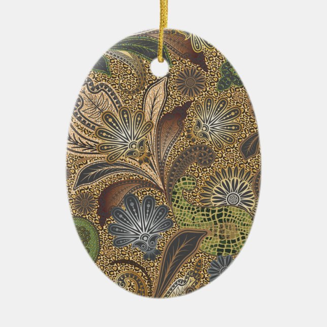 Animal Print Paisley Pattern Ceramic Tree Decoration (Front)