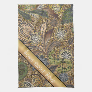 Animal Print Paisley Pattern Tea Towel