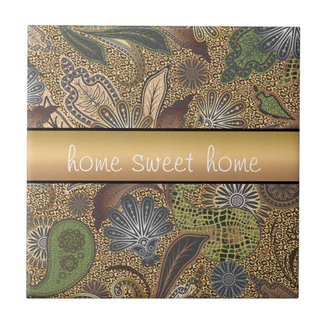 Animal Print Paisley Pattern Tile (Front)