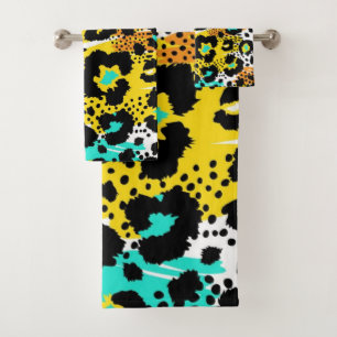 Animal print pattern bath towel set