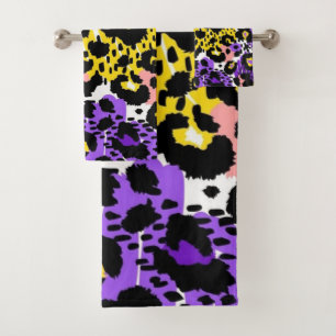 Animal print pattern bath towel set