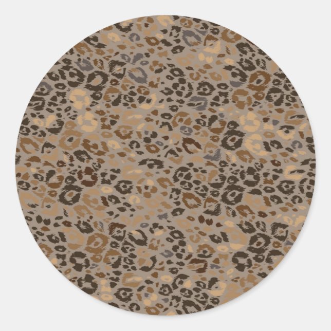 Animal print pattern classic round sticker (Front)