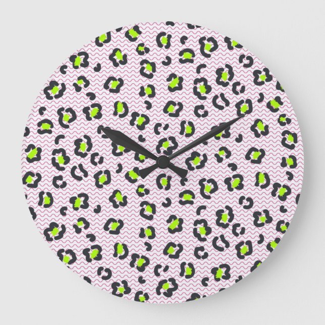 Animal print pattern large clock (Front)