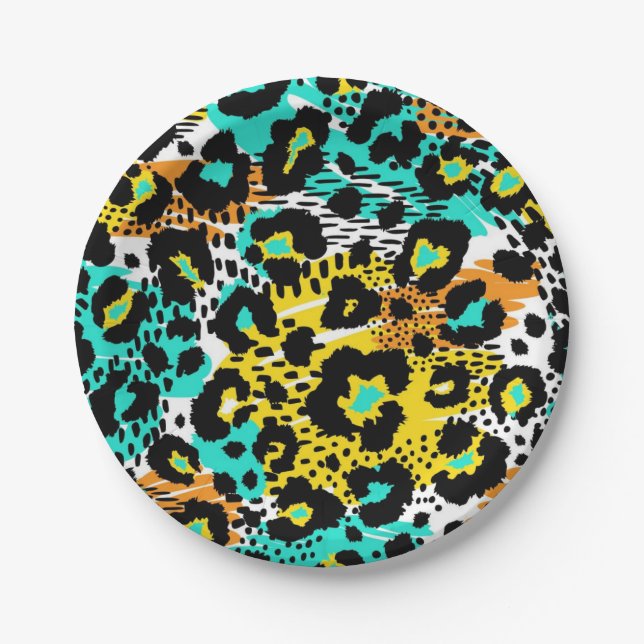 Animal print pattern paper plate (Front)
