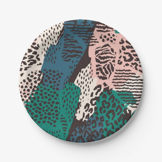 Animal print pattern paper plate (Front)
