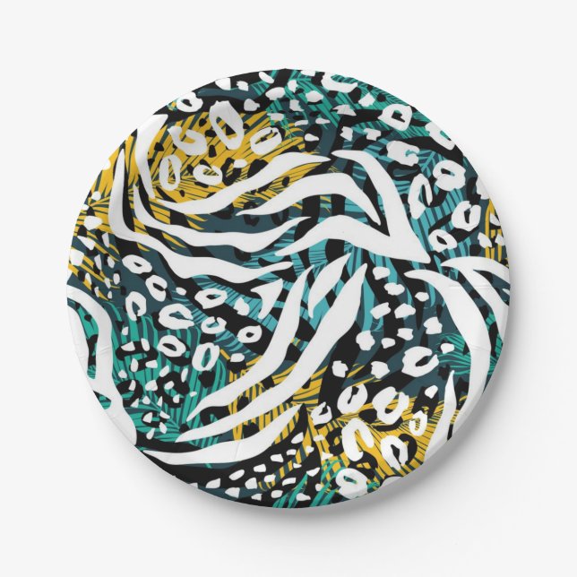 Animal print pattern paper plate (Front)
