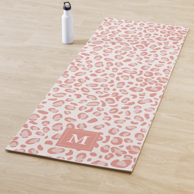 Animal Print Pattern Pink Leopard Monogram Yoga Mat (In Situ)