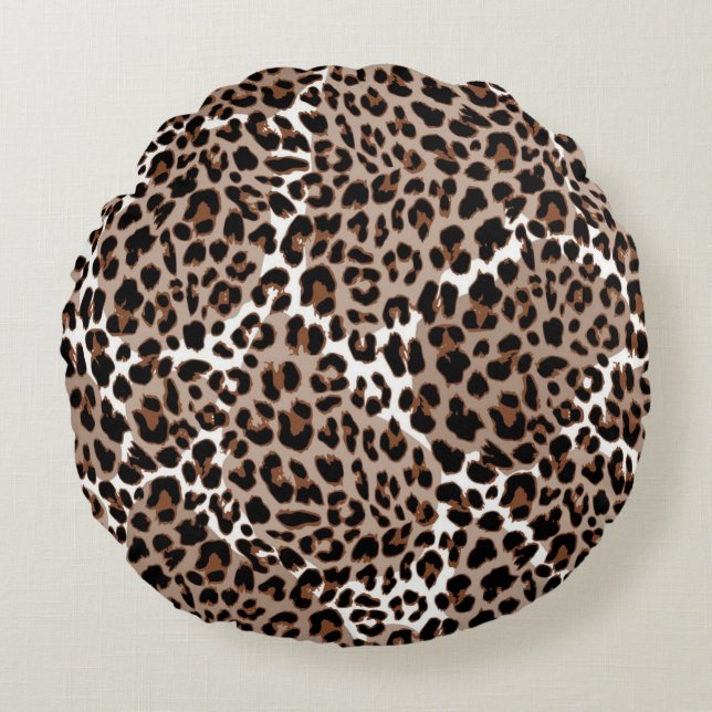 Animal print pattern round cushion (Front)