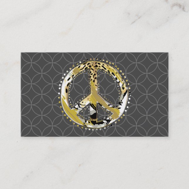 Animal Print Peace sign I + your backgr. & ideas Business Card (Front)