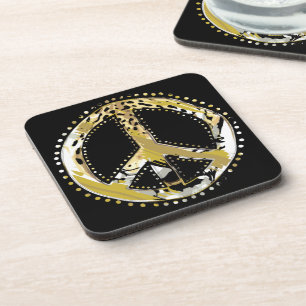 Animal Print Peace sign I + your backgr. & ideas Coaster