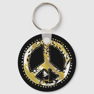 Animal Print Peace sign I + your backgr. & ideas Key Ring