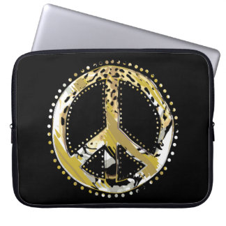 Animal Print Peace sign I + your backgr. & ideas Laptop Sleeve