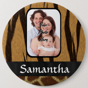 Animal print photo background 6 cm round badge