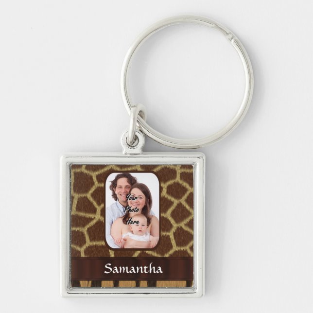 Animal print photo background key ring (Front)