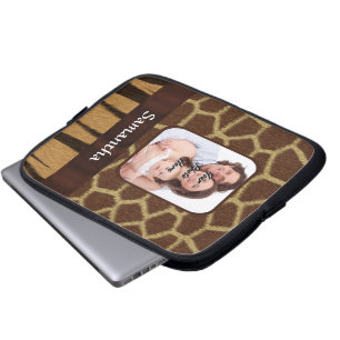 Animal print photo background laptop sleeve