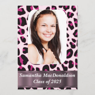 Animal print photo graduation invitation