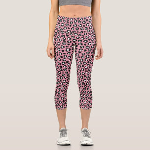 Animal Print, Pink Leopard, Cheetah Spots, Hearts Capri Leggings