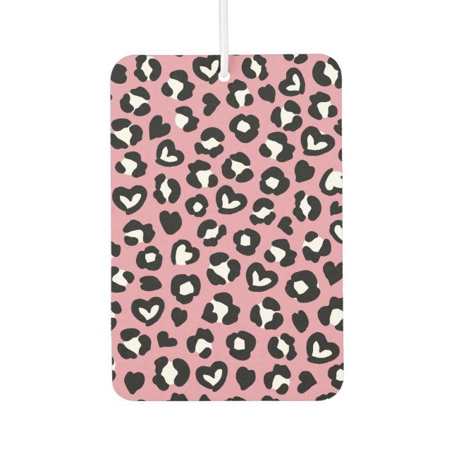 Animal Print, Pink Leopard, Cheetah Spots, Hearts Car Air Freshener (Front)