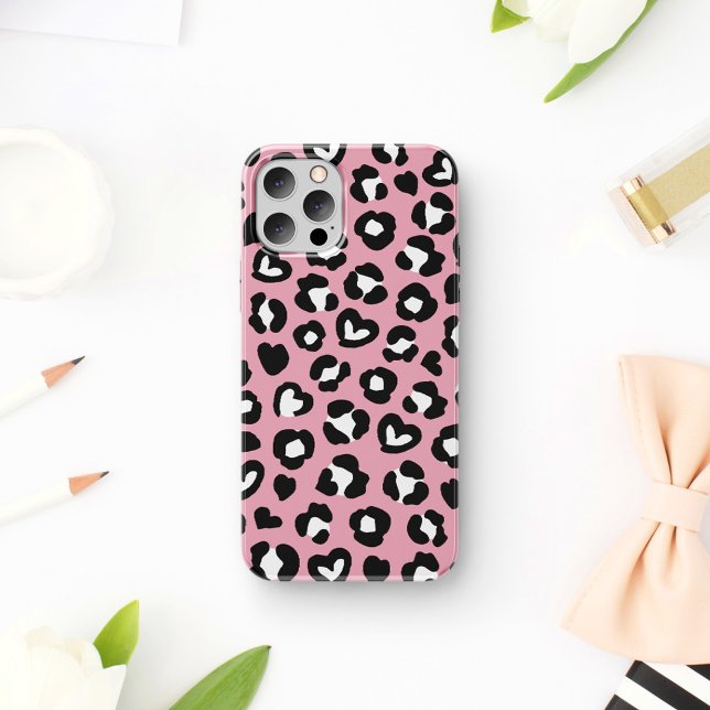 Animal Print, Pink Leopard, Cheetah Spots, Hearts Case-Mate iPhone Case (Creator Uploaded)