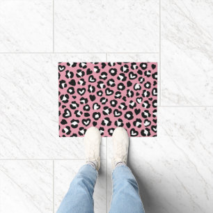 Animal Print, Pink Leopard, Cheetah Spots, Hearts Doormat