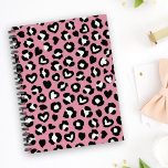 Animal Print, Pink Leopard, Cheetah Spots, Hearts Planner<br><div class="desc">Elegant,  stylish and sophisticated pattern with leopard spots and hearts in pink and black colour. Modern and trendy gift,  perfect for the animal print lover in your life.</div>