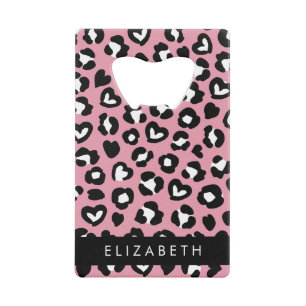 Animal Print, Pink Leopard, Hearts, Your Name