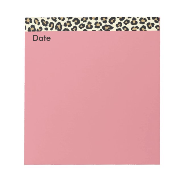 Animal Print Pink Notepad with Date (Front)