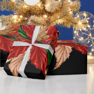 Animal Print Poinsettia Wrapping Paper