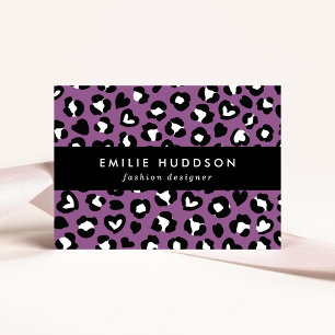 Animal Print, Purple Leopard, Cheetah Spots, Heart Business Card