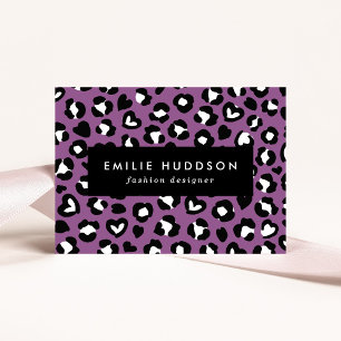Animal Print, Purple Leopard, Cheetah Spots, Heart Business Card