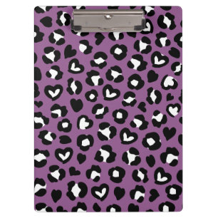 Animal Print, Purple Leopard, Cheetah Spots, Heart Clipboard